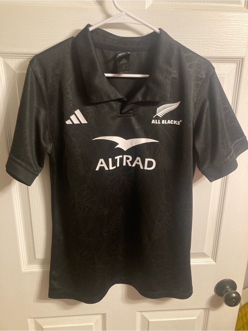 adidas Black All Blacks Rugby Polo with White Logos